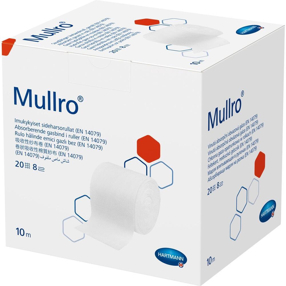 Weiße Verpackung mit der Aufschrift "Mullro" und einem Bild einer Mullbinde.
