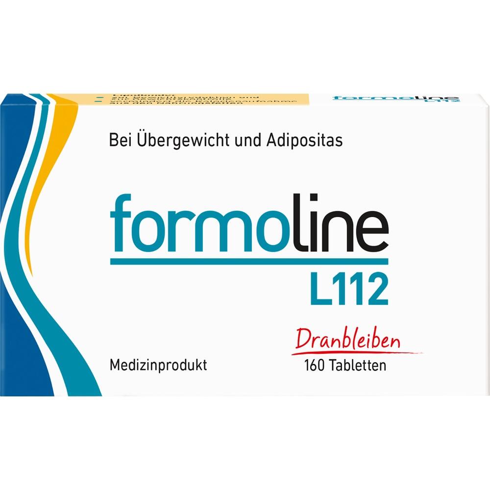 Eine weiße Packung mit der Aufschrift "formoline L112" und "160 Tabletten".