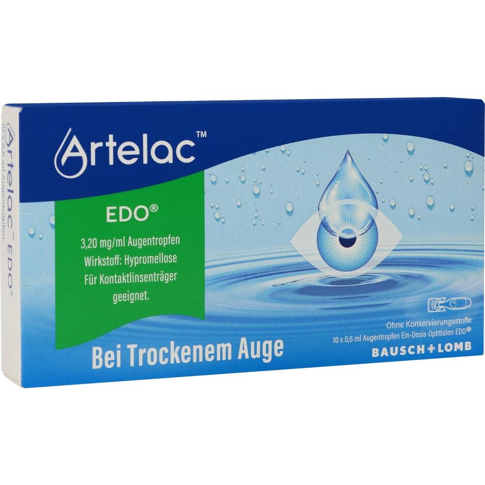 Eine Verpackung mit Augentropfen gegen trockene Augen.