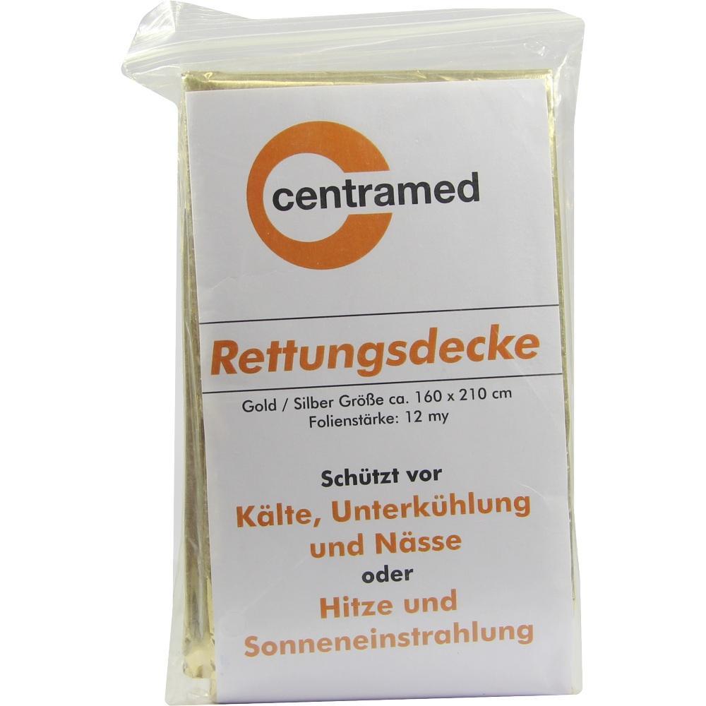 Verpackte Rettungsdecke sch&uuml;tzt vor K&auml;lte, Hitze und N&auml;sse.