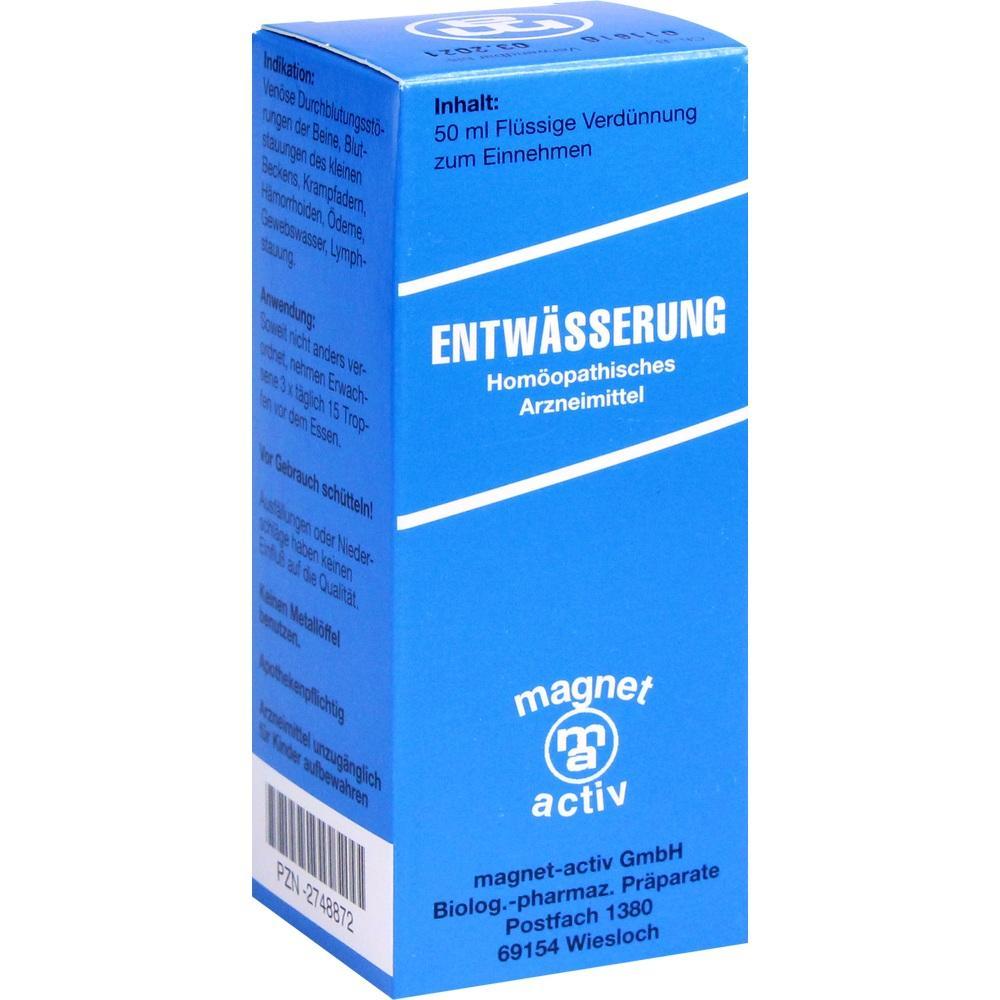 Eine blaue Verpackung von homöopathischem Entwässerungsmittel.