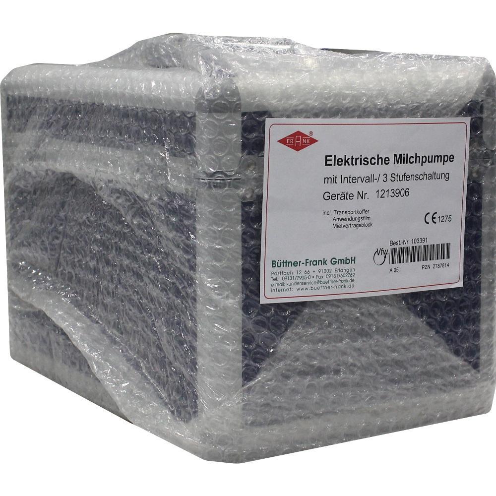 Eine elektrische Milchpumpe in Luftpolsterfolie verpackt.