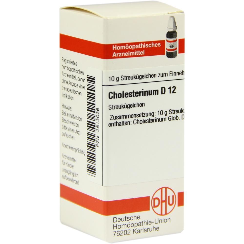 Eine Packung homöopathisches Mittel namens Cholesterinum D12.
