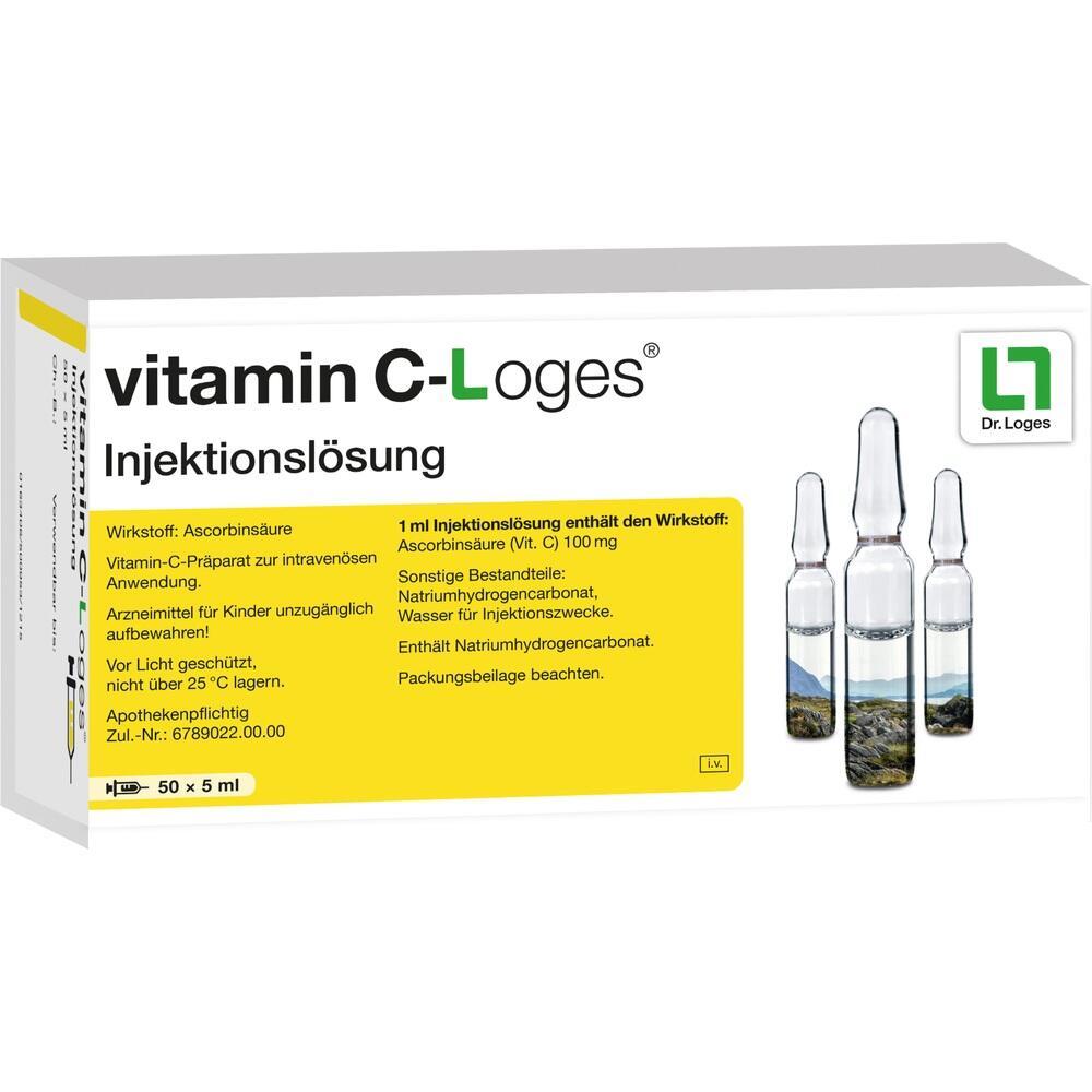 Verpackung mit Vitamin-C-Injektionsl&ouml;sung von Dr. Loges.