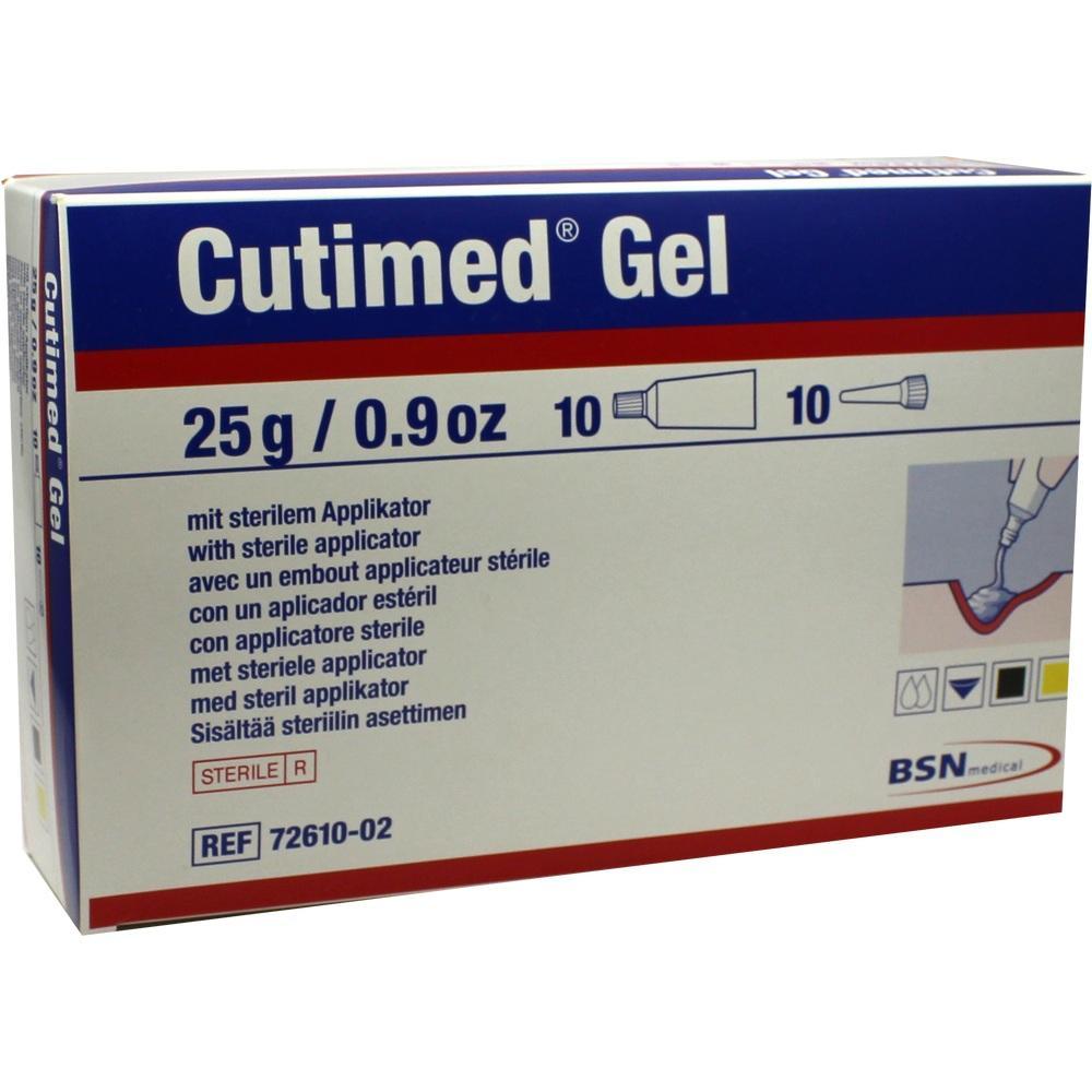 Eine Verpackung des Cutimed Gels mit sterilem Applikator.