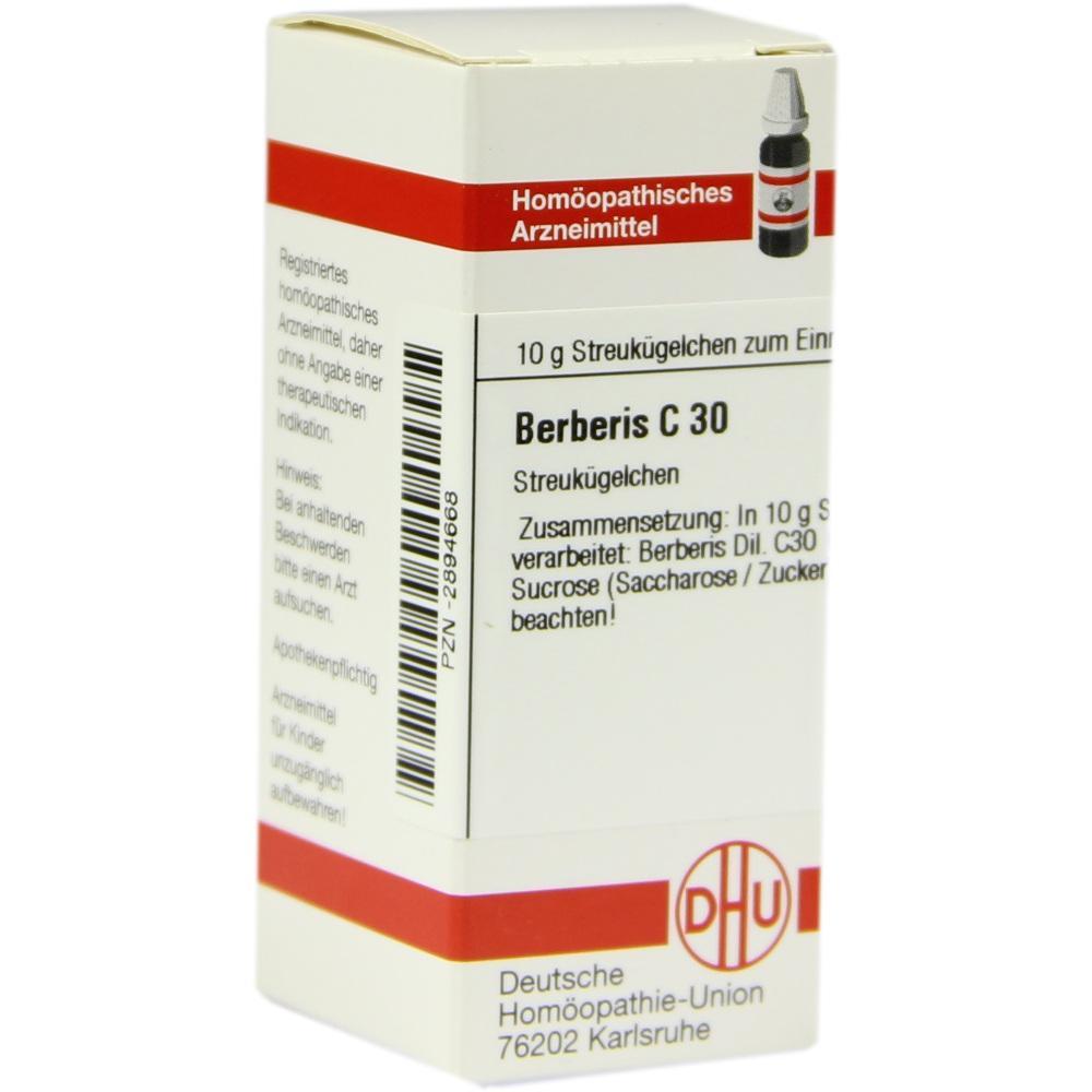 Eine Verpackung für ein homöopathisches Heilmittel namens Berberis C 30.