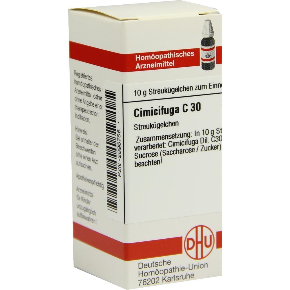 Packung eines homöopathischen Mittels namens Cimicifuga C 30.