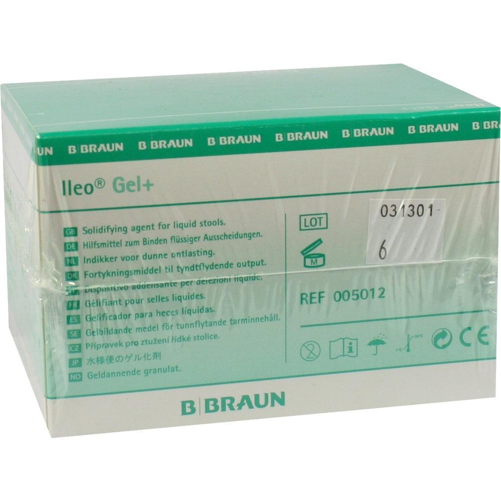 Eine grüne Verpackung von B. Braun mit der Aufschrift "Ileo Gel+".