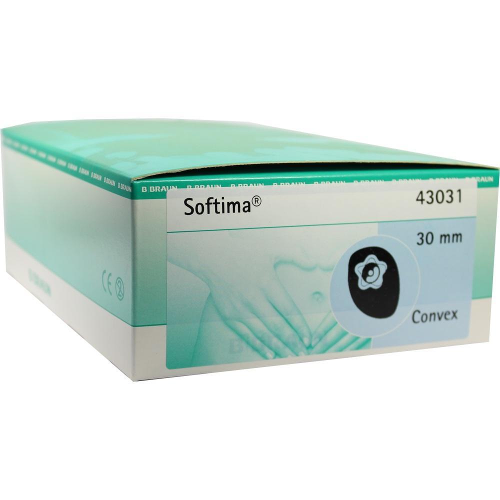 Eine grün-weiße Verpackung der Marke Softima mit der Aufschrift "30 mm Convex".