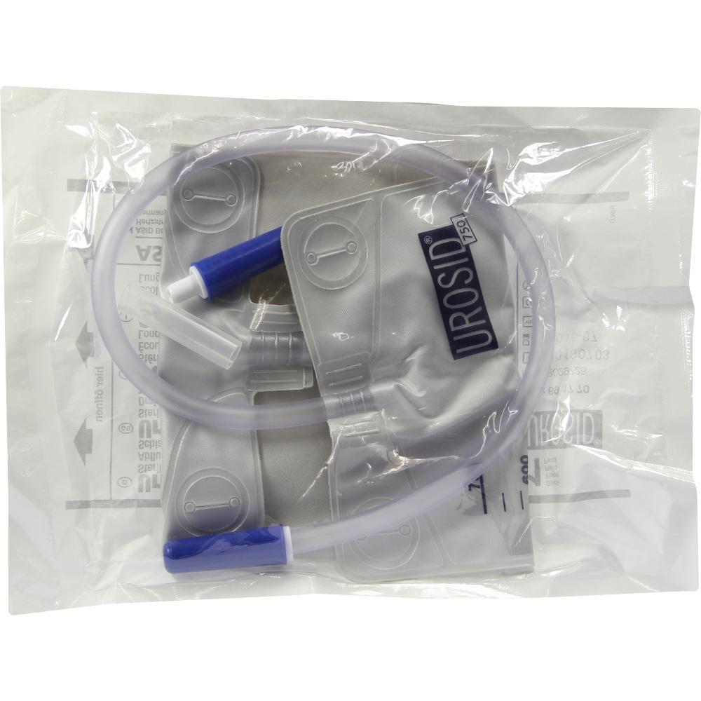 Ein Urinbeutel in einer durchsichtigen Verpackung.