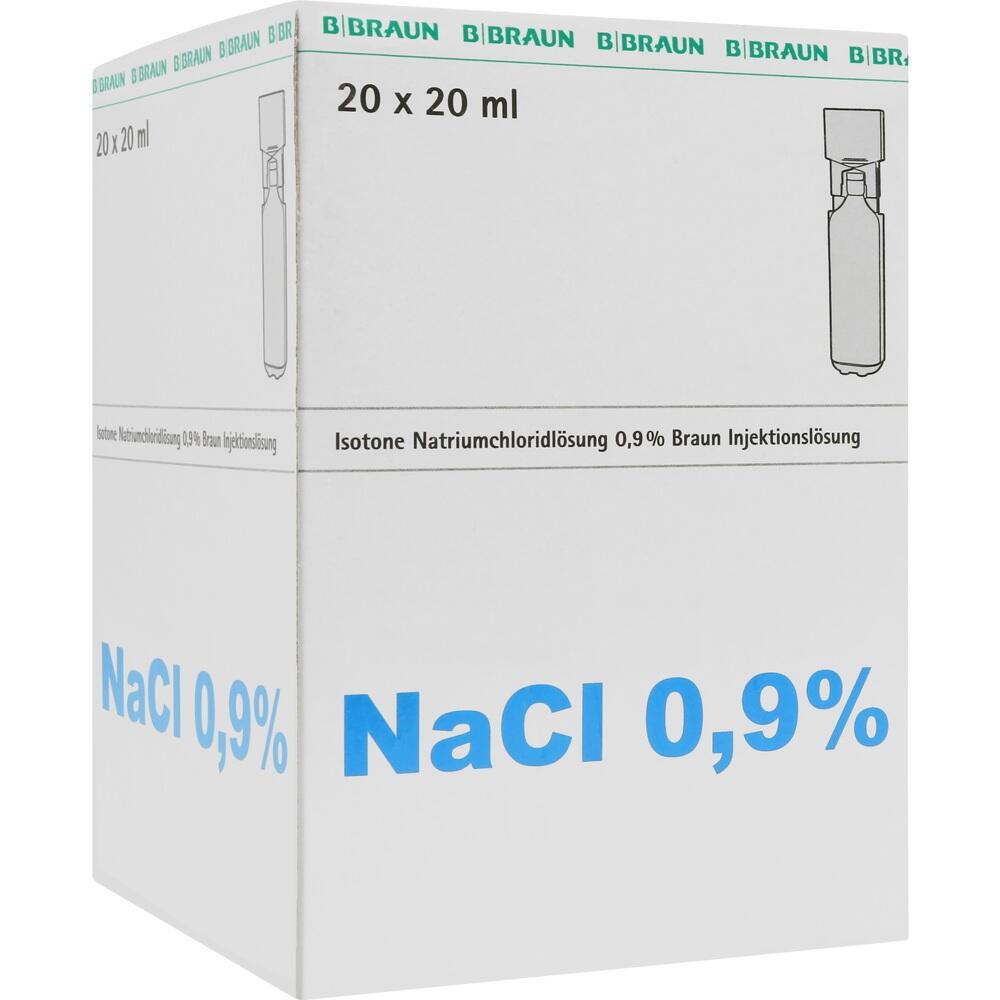Ein Karton mit NaCl 0,9% Injektionslösung.