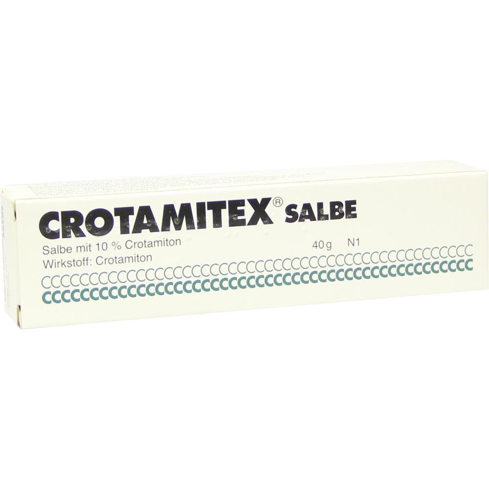 Eine weiße Schachtel mit der Aufschrift "Crotamitex Salbe".
