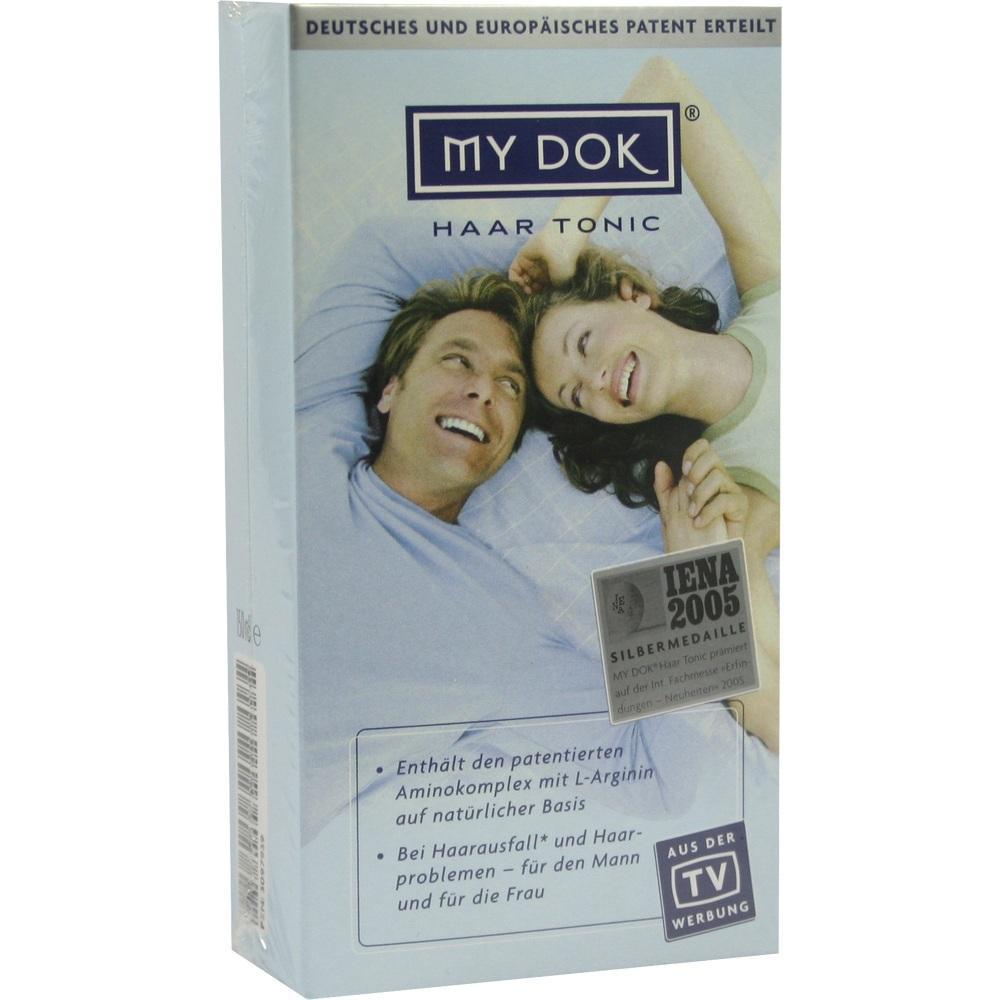 Ein Mann und eine Frau lächeln auf der Verpackung eines Haar-Tonics.