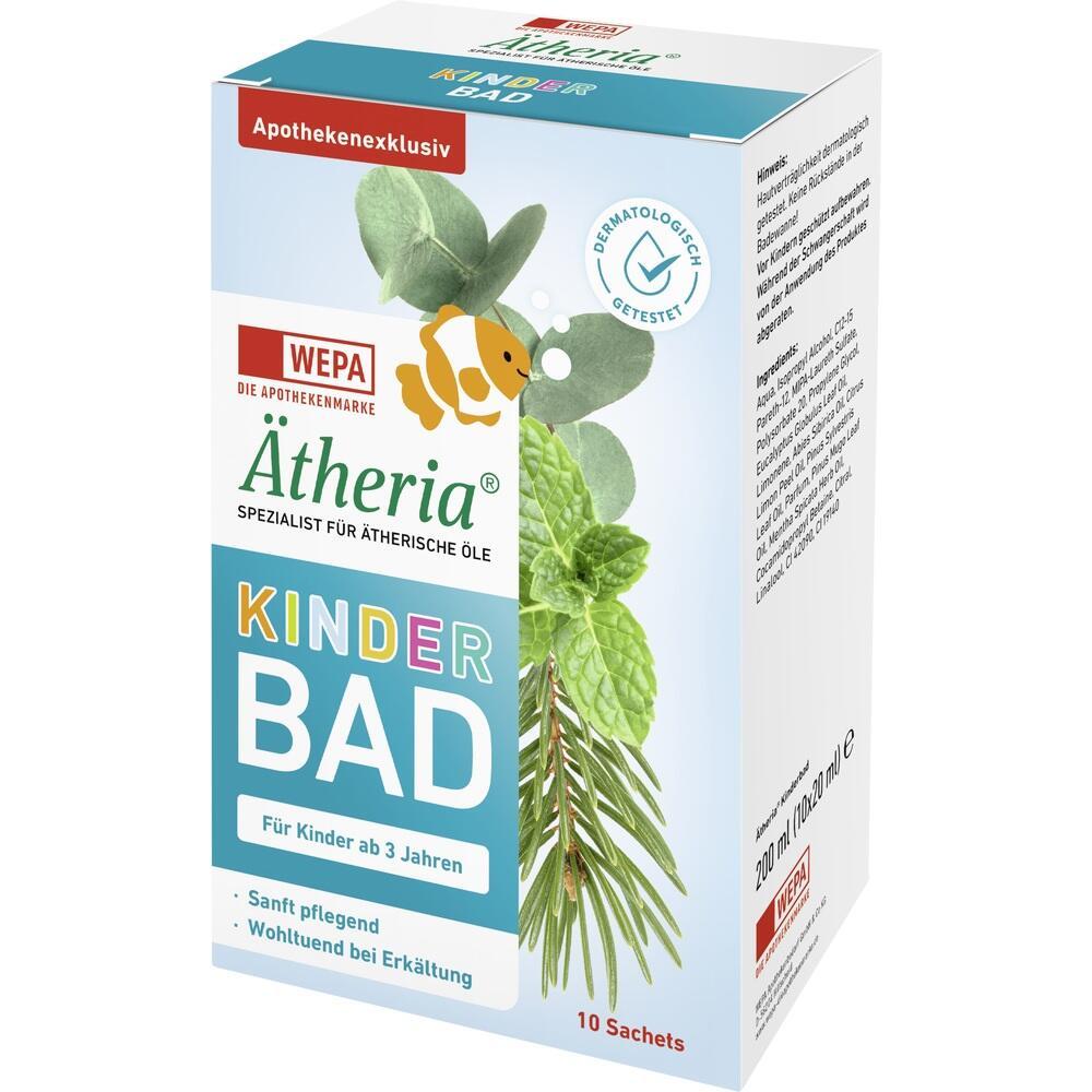 Packung eines Kinderbads mit Pflanzenbildern und buntem Text.