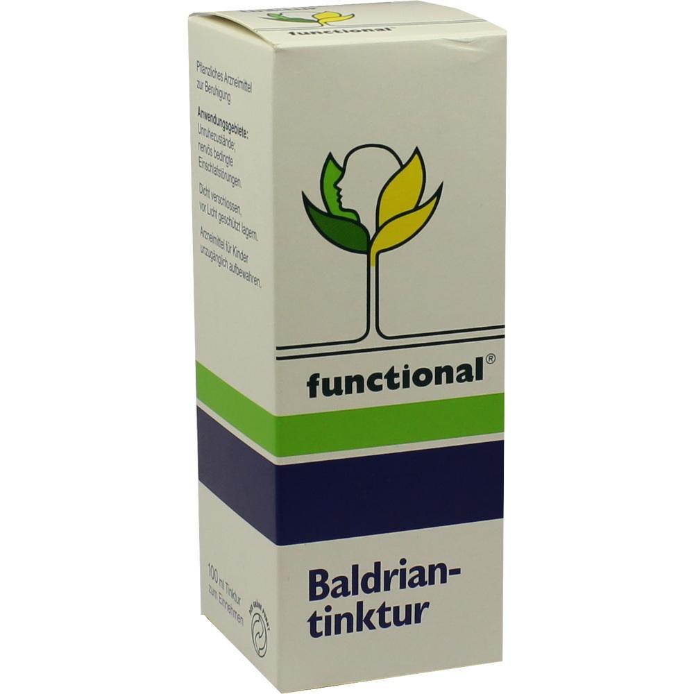 Wei&szlig;e Verpackung einer Baldriantinktur zur Beruhigung mit gr&uuml;nem und blauem Design.