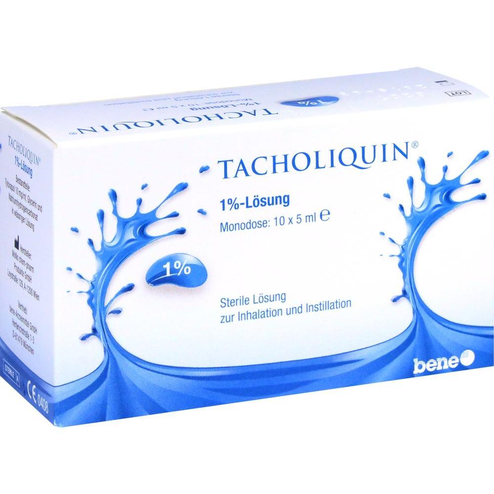 Schachtel mit Tacholiquin 1%-Lösung zur Inhalation und Instillation.