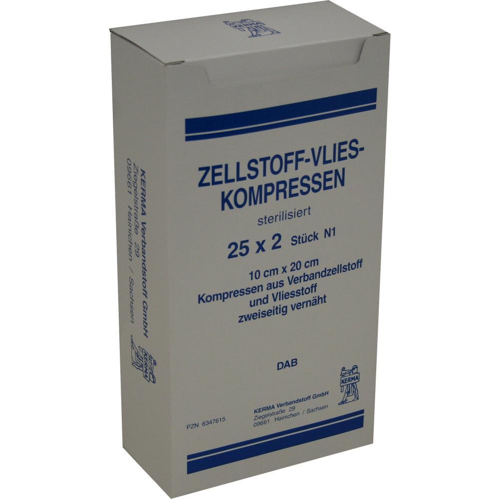 Eine Schachtel mit sterilen Zellstoff-Vlies-Kompressen.