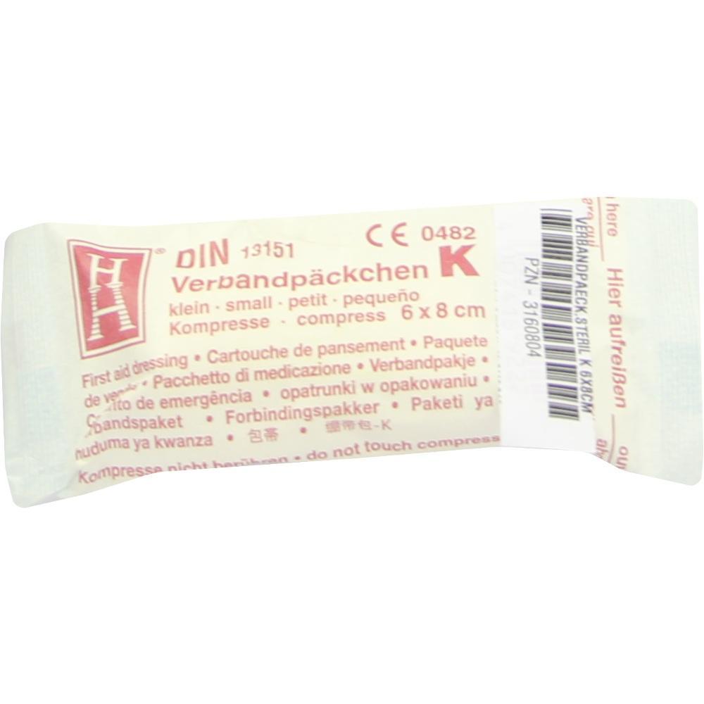 Eine Verpackung für ein kleines, steriles Verbandpäckchen.