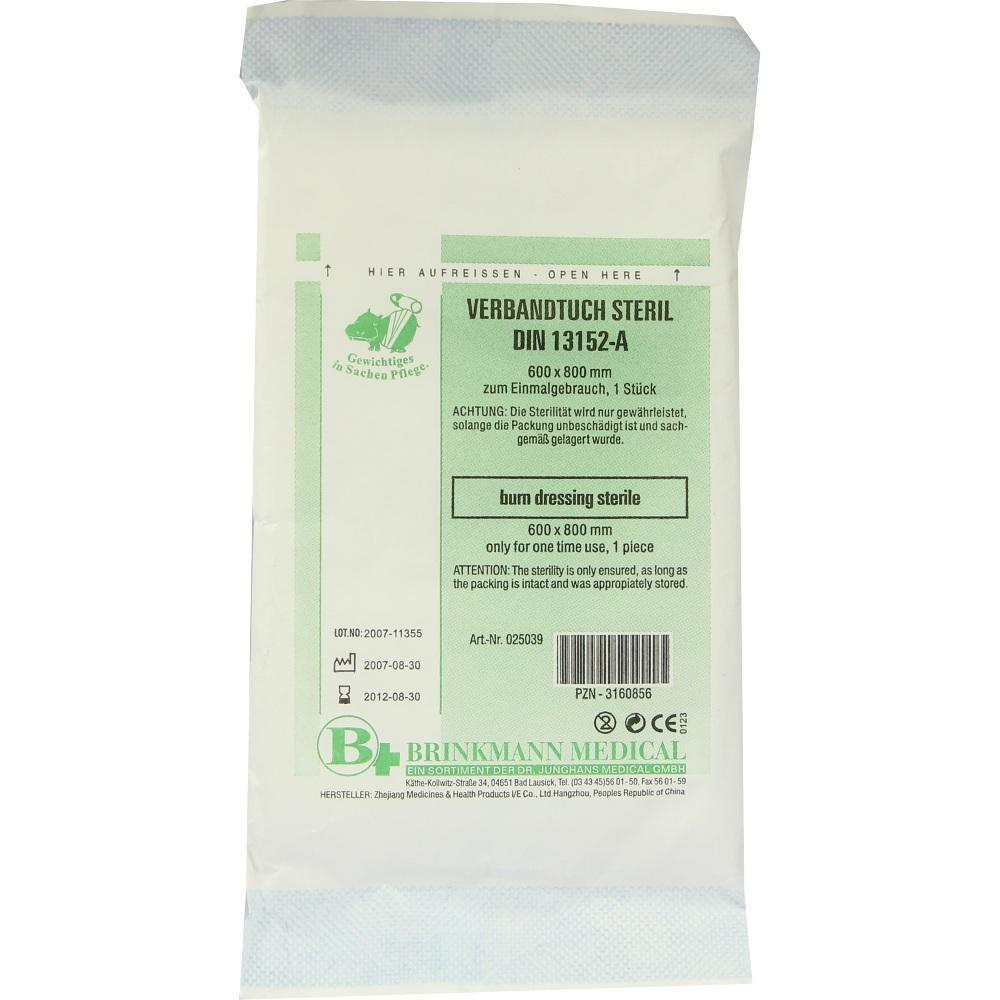 Verpackung eines sterilen Verbandtuchs der Größe 600 x 800 mm für den einmaligen Gebrauch.