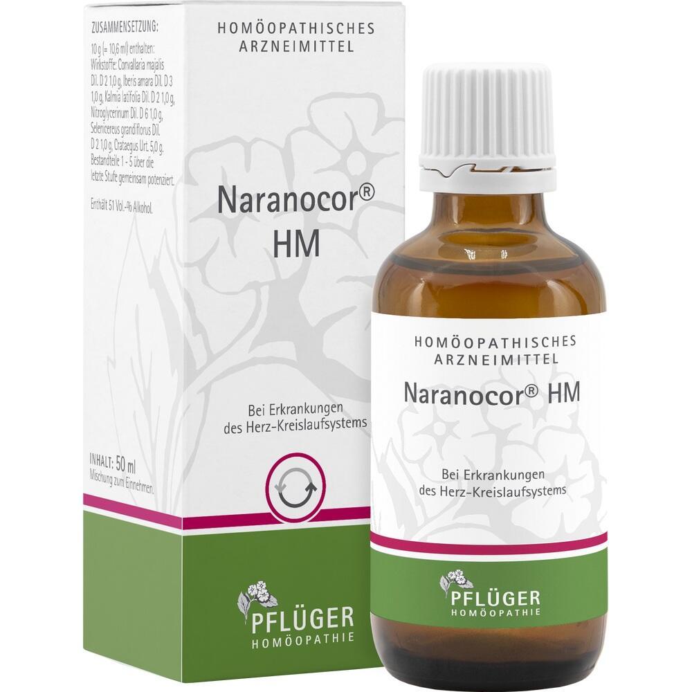 Eine Flasche und Packung eines hom&ouml;opathischen Mittels namens Naranocor HM.