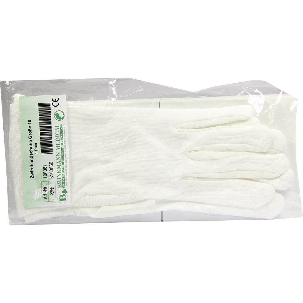 Ein Paar weiße Handschuhe in einer durchsichtigen Verpackung.