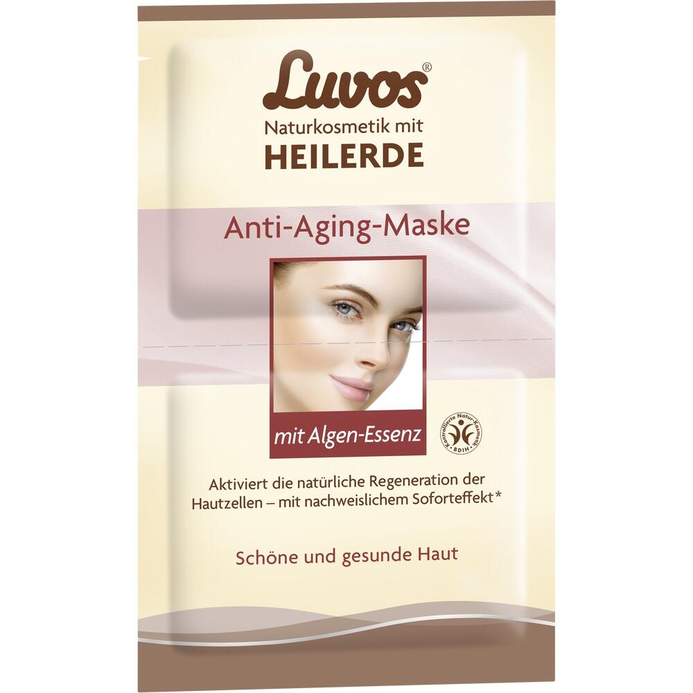 Packung einer Anti-Aging-Maske mit Heilerde und Algen-Essenz.