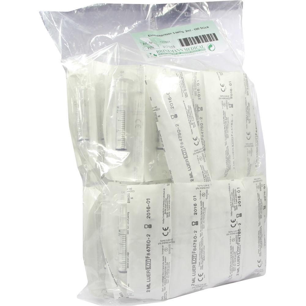 Eine Packung mit vielen einzeln verpackten Einmalspritzen aus Plastik.