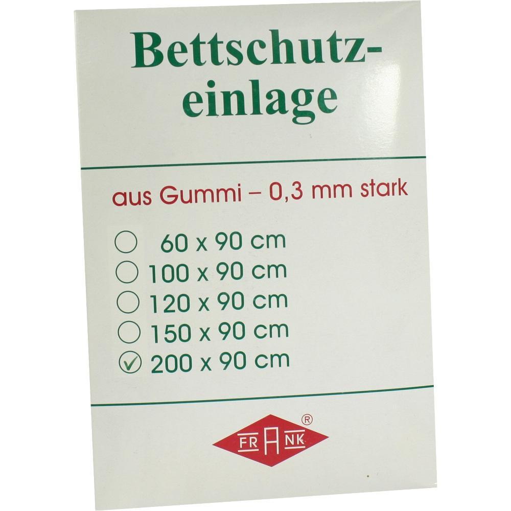 Verpackung einer Bettschutzauflage aus Gummi, 200 x 90 cm.