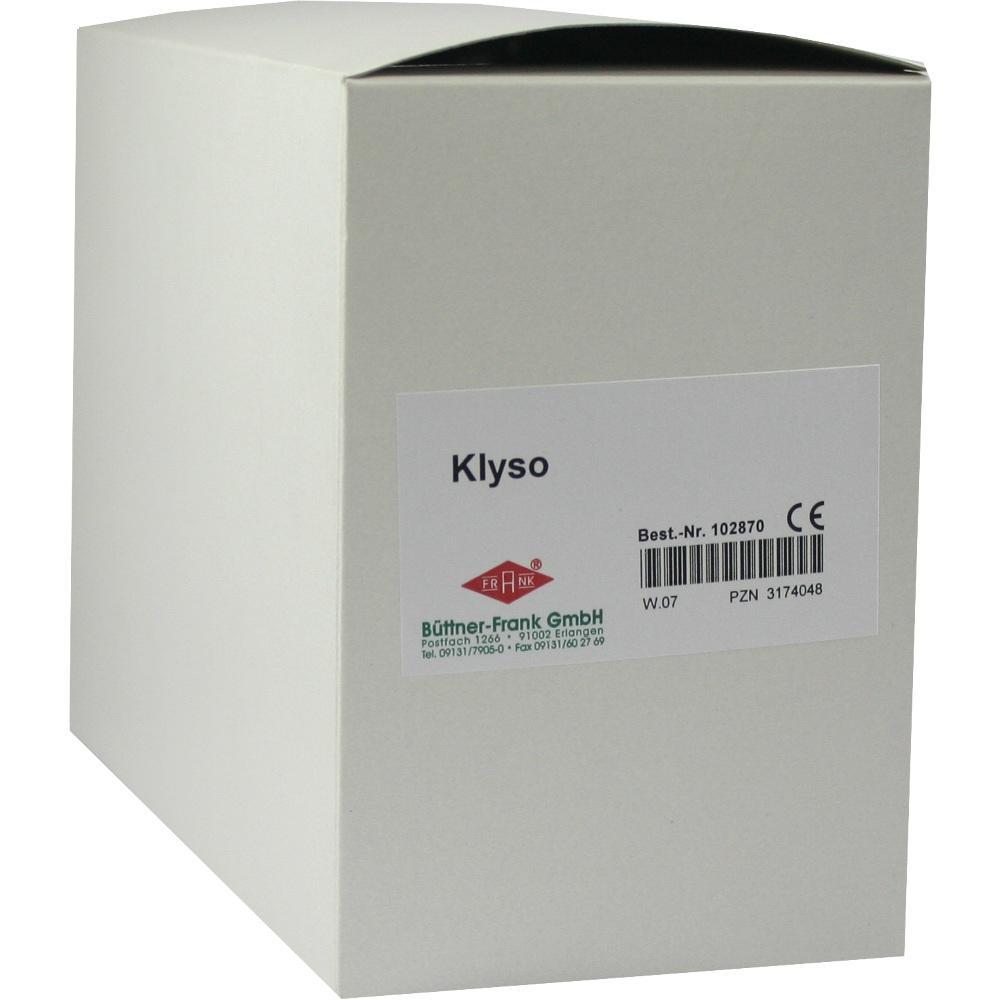 Wei&szlig;e Verpackung mit dem Aufdruck "Klyso" und einer Produktnummer.