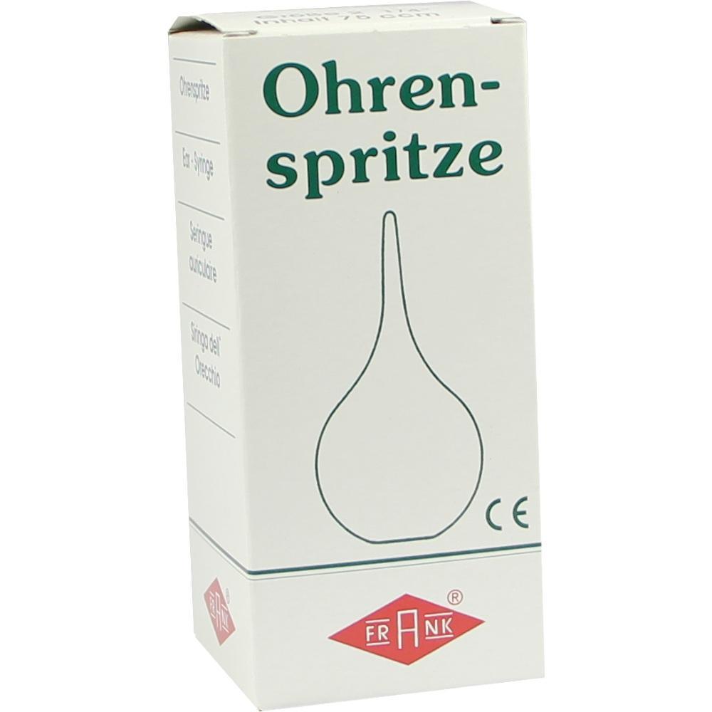 Verpackung einer Ohrenspritze mit einem stilisierten Bild darauf.
