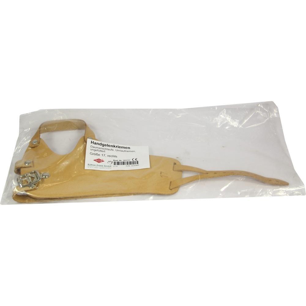 Ein Handgelenkriemen in einer Plastikt&uuml;te.