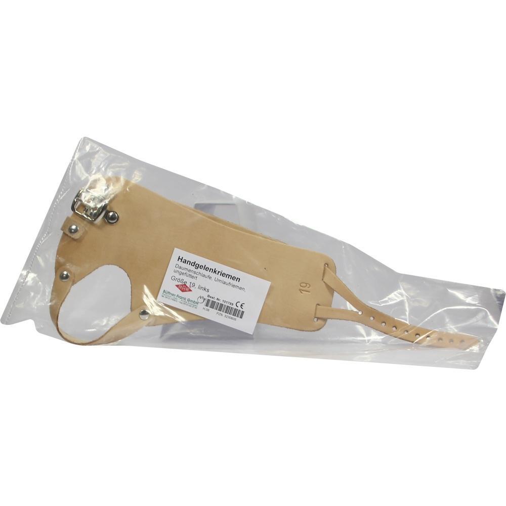 Der Handgelenkriemen liegt in einer Plastikverpackung.