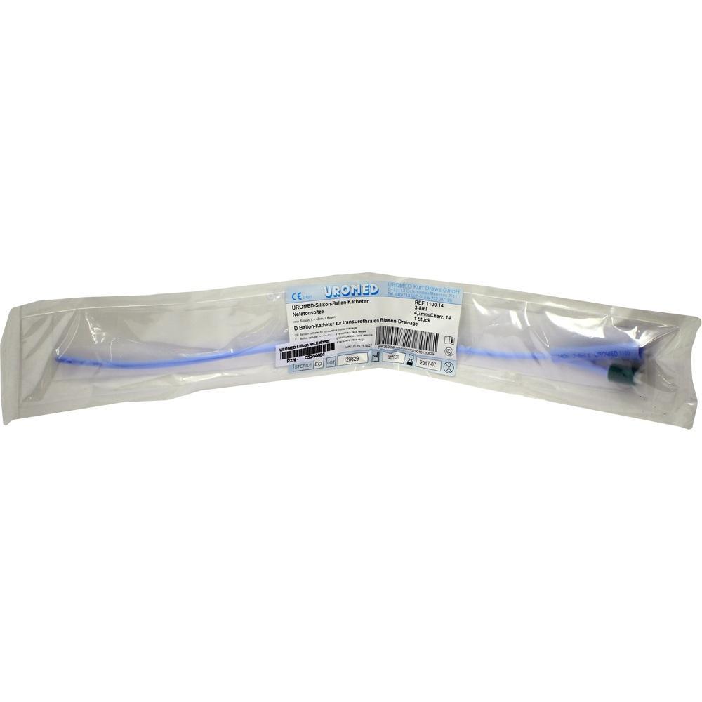 Ein verpackter, blauer medizinischer Katheter liegt auf einer wei&szlig;en Oberfl&auml;che.