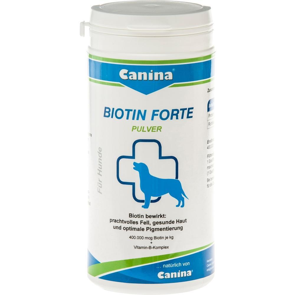 Dose mit Biotin-Pulver f&uuml;r Hunde zur Unterst&uuml;tzung von Fell und Haut.