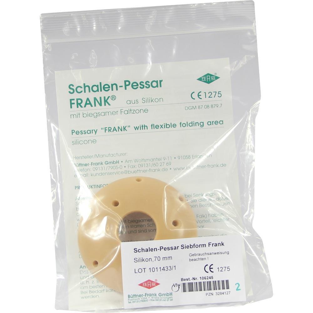 Ein Schalen-Pessar aus Silikon ist in einer durchsichtigen Verpackung zu sehen.