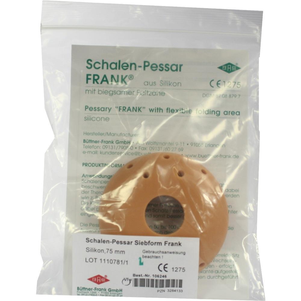 Ein Pessar aus Silikon in einer Plastikt&uuml;te mit Anweisungen.