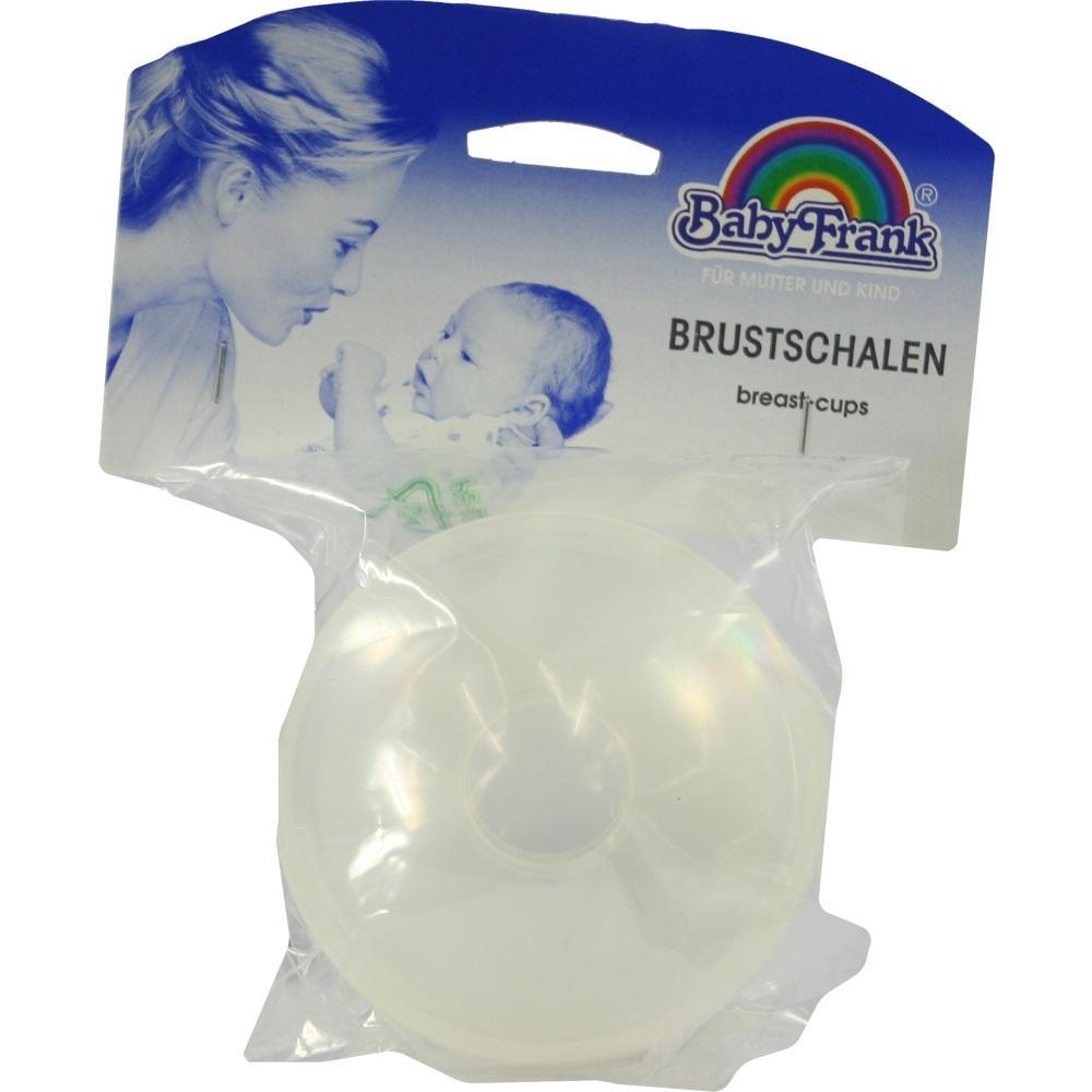 Eine Mutter schaut ihr Baby auf einer Verpackung von wei&szlig;en Brustschalen an.