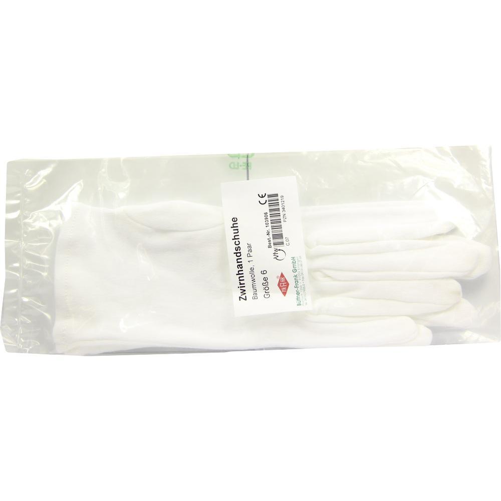 Eine Packung weiße Baumwollhandschuhe in Plastikverpackung.
