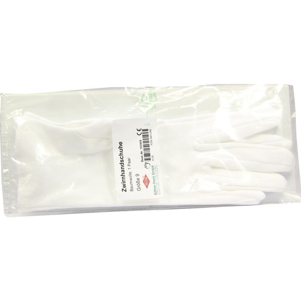 Ein Paar wei&szlig;e Baumwollhandschuhe in einer Plastikt&uuml;te.