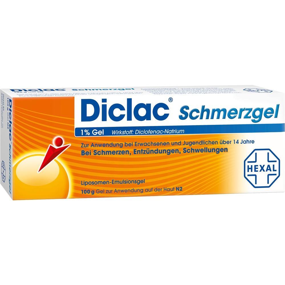 Eine Diclac Schmerzgel-Packung zur Linderung von Schmerzen und Entzündungen.