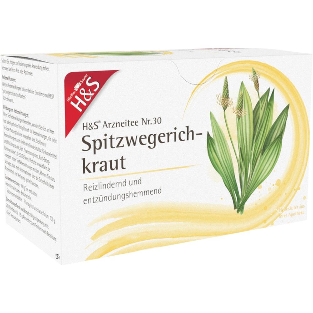 Verpackung von H&S Spitzwegerichkraut Tee, Arzneitee Nr. 30.