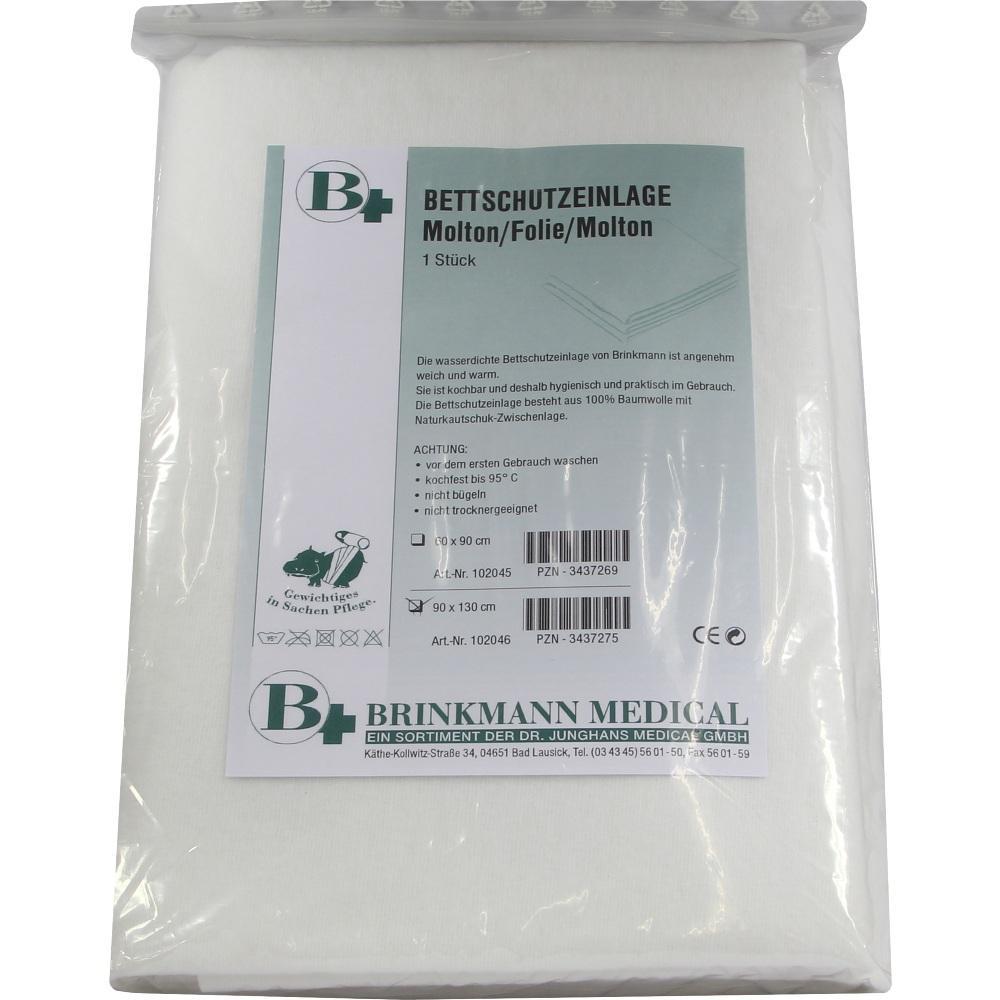Eine weiße Bettschutzauflage von Brinkmann Medical in Verpackung.