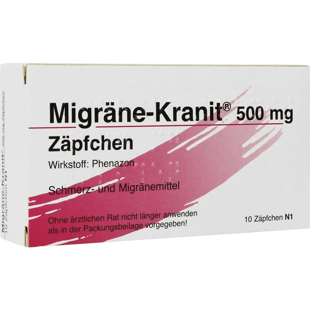 Verpackung von Medikamenten gegen Migräne mit dem Wirkstoff Phenazon.