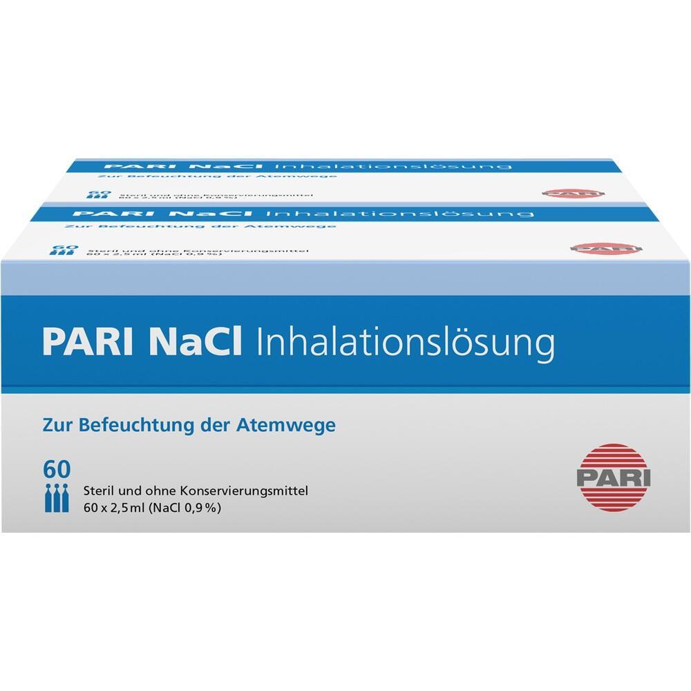 Verpackung von Pari NaCl Inhalationsl&ouml;sung zur Befeuchtung der Atemwege.