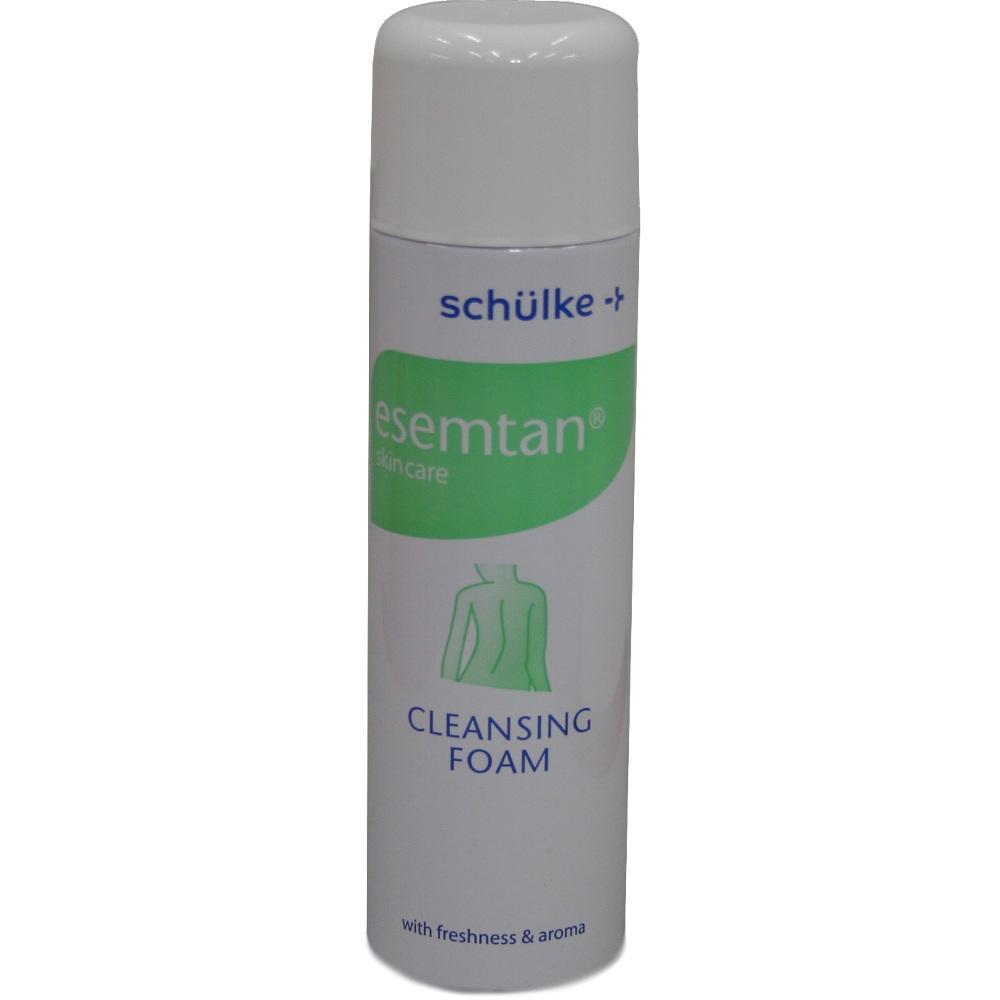 Weiße Spraydose mit grünem Etikett und der Aufschrift "Cleansing Foam".