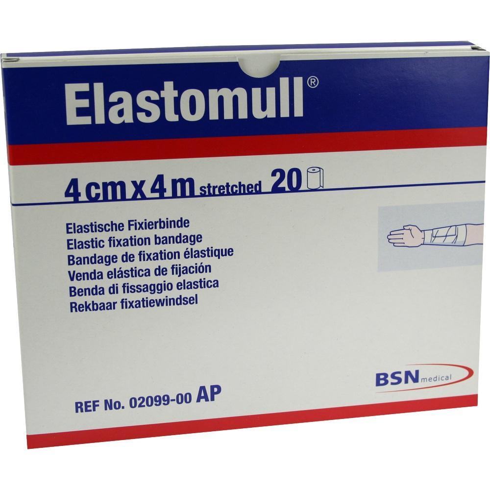 Packung von Elastomull, einer elastischen Fixierbinde, 4 cm breit und 4 m lang.