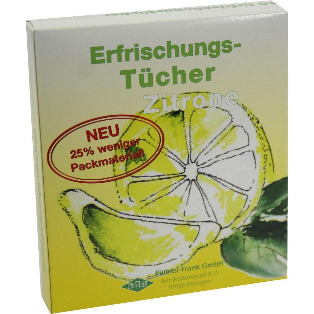 Packung Erfrischungst&uuml;cher mit Zitronenduft und weniger Verpackung.