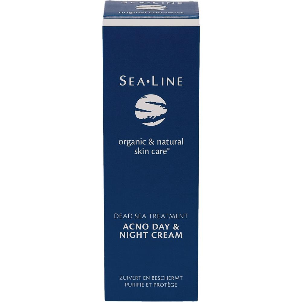 Dunkelblaue Verpackung einer Creme mit weißer Schrift und Logo.