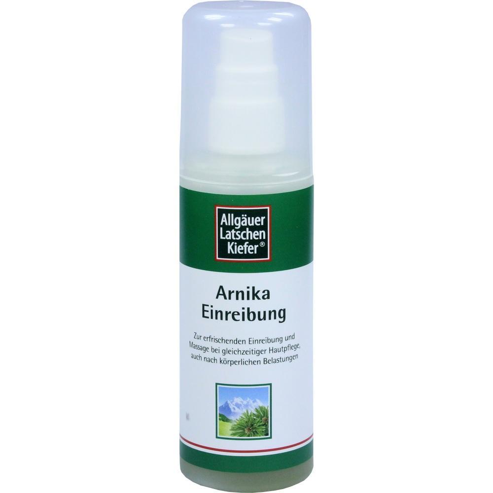Eine Flasche mit Arnika-Einreibung von Allg&auml;uer Latschen Kiefer.