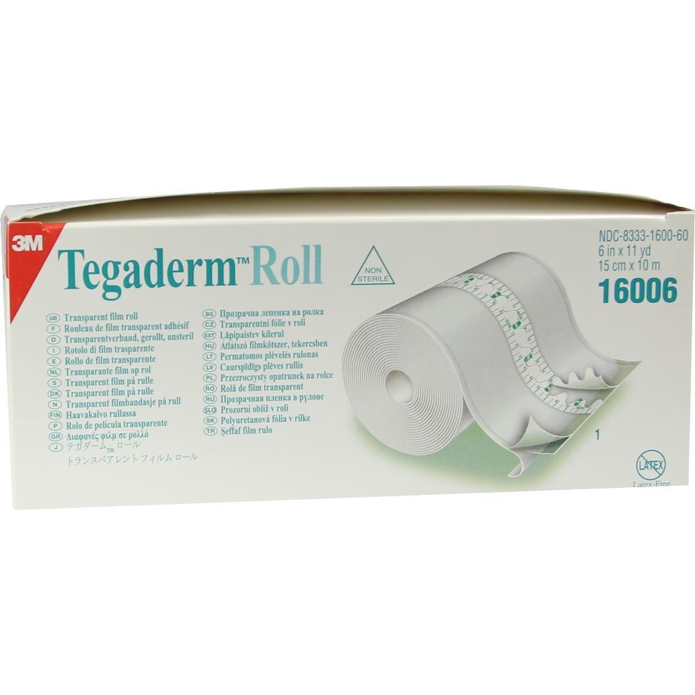 Verpackung einer transparenten Tegaderm-Filmrolle von 3M.
